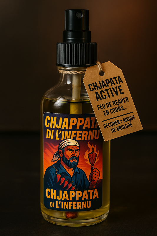 CHJAPPATA DI L’INFERNU – Huile piquante Carolina Reaper à la Myrte – 200 ml